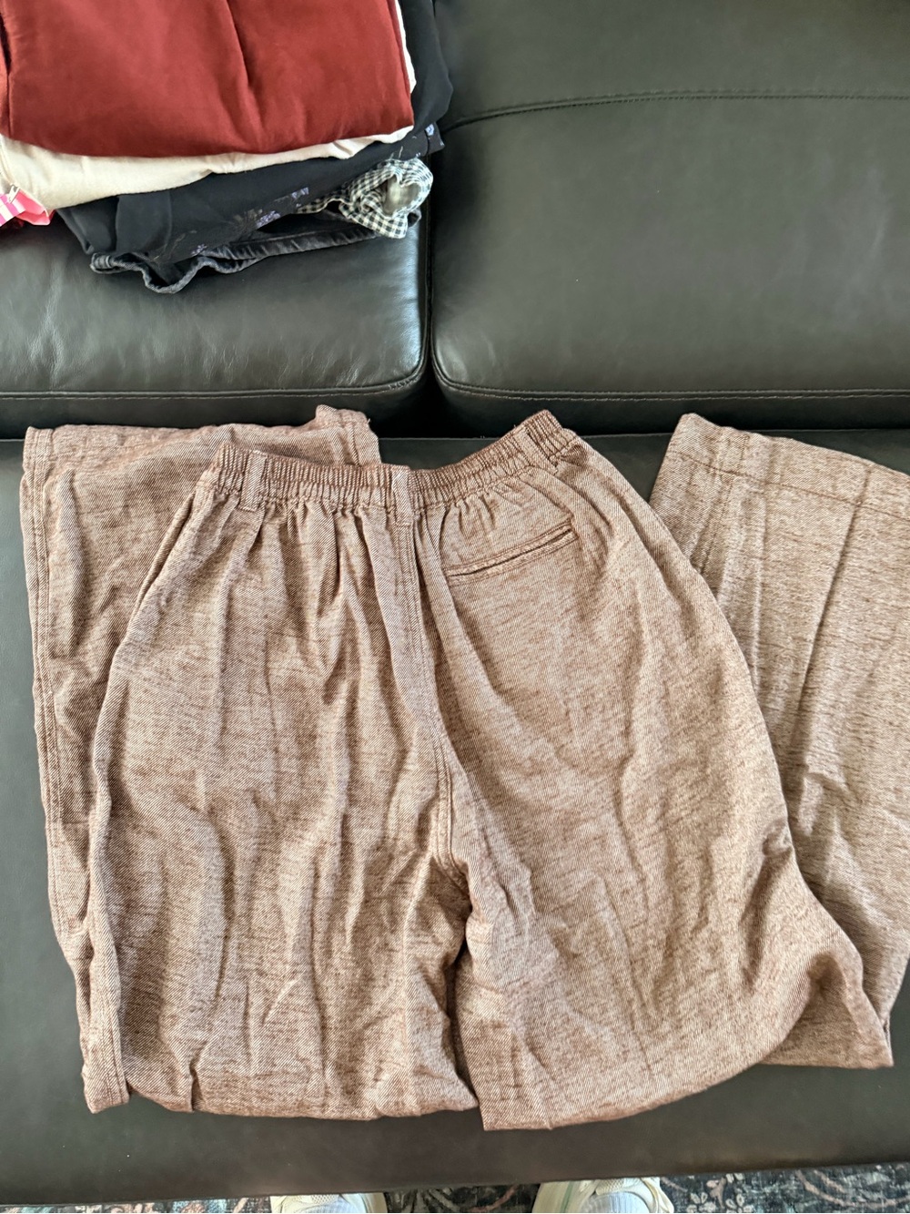 Aerie casual Elastic Waist Wide-Leg Pants - Tweed Brown - Picture 4 of 5